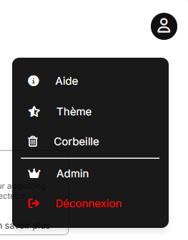 page principale votre compte menu